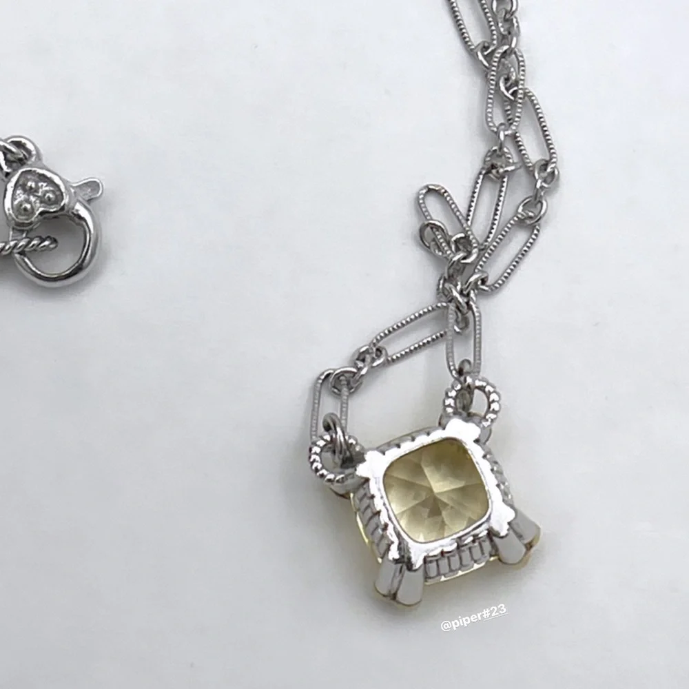 Judith Ripka Canary Crystal & Diamond JR TWO Linen Pendant Fancy-link Necklace - Picture 12 of 12